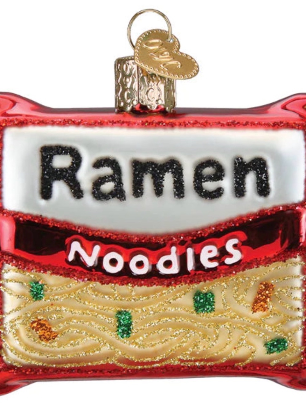 Old World Christmas Ornament Ramen Noodles Glass Ornament - Red, White, Gold